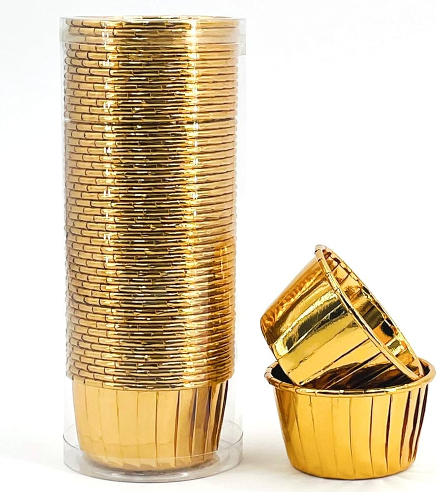 Party Hippo Gold Cupcake Baking Cups, 3.5 Oz 50 pcs Disposable Foil Muffin Liners, Aluminum Ramek... | Amazon (US)