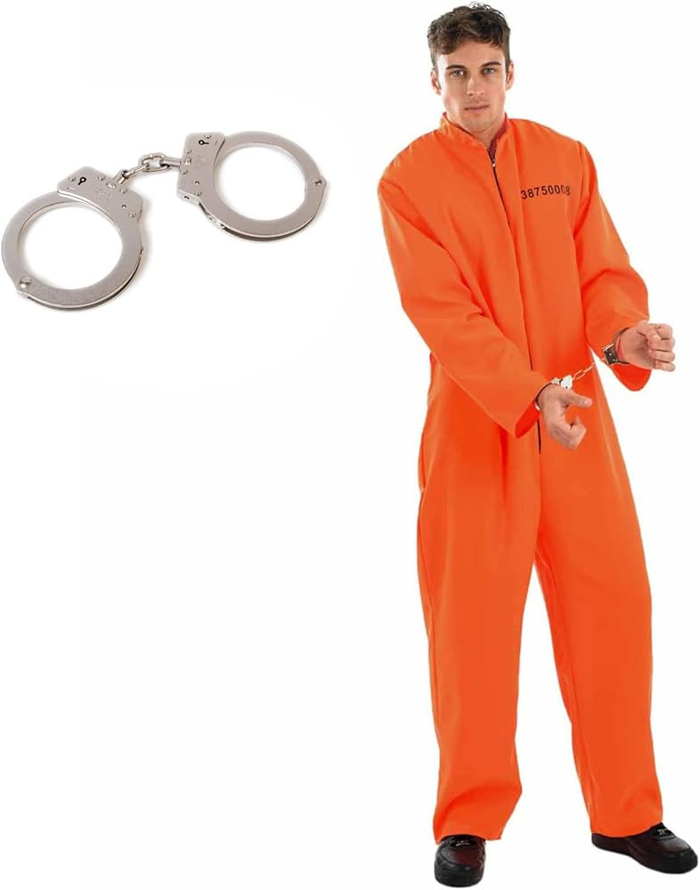fun shack Prisoner Costume Men, Jail Inmate Costume Men, Orange Prison Jumpsuit Men, Men Prison C... | Amazon (US)