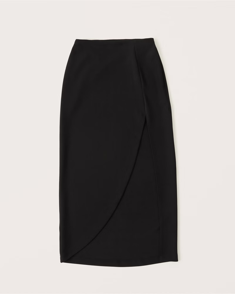 Abercrombie & Fitch Women's Elevated Midi Skirt in Black - Size M | Abercrombie & Fitch (US)