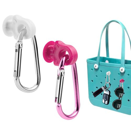 Generic Hooks Set Accessories Compatible for Bogg Bag, Bogg Bag Accessories, Bag Hanging Hooks for Charms Key Pouch Earphone Tassel Cup, Compatible for Small & Large Beach Bags, 2 Set, White Rose red | Amazon (US)