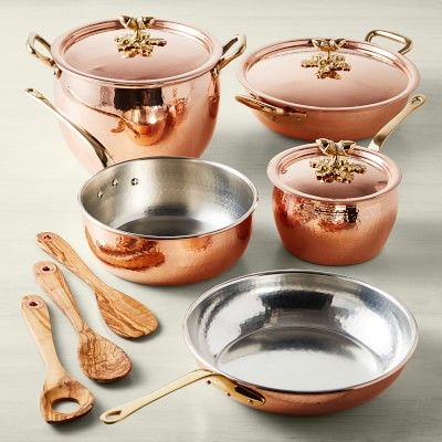 Ruffoni Historia Hammered Copper 11-Piece Cookware Set with Olivewood Tools | Williams-Sonoma