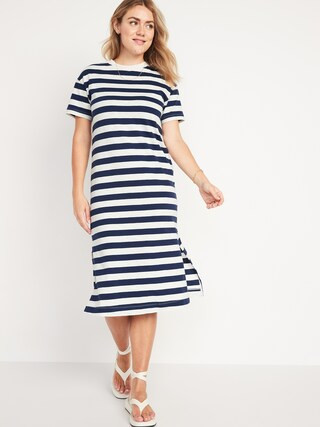 Vintage Striped T-Shirt Midi Shift Dress for Women | Old Navy (US)