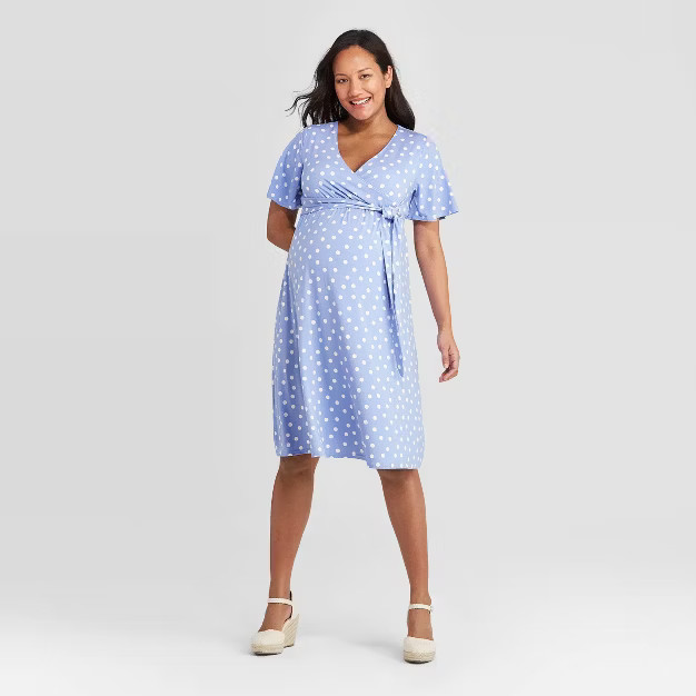 Short Sleeve Knit Wrap Maternity Dress - Isabel Maternity by Ingrid & Isabel™ | Target