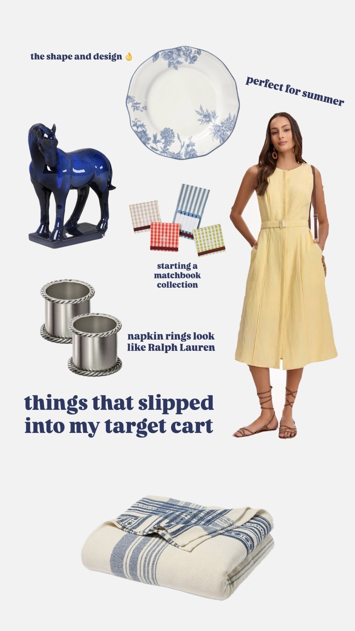 Target new arrivals for summer! So excited to try on the butter yellow classic dress. The silver napkin rings with that rope detail looks just like Ralph Lauren! Cheers to an American Dummer start from the 90s with these looks

#LTKSeasonal #LTKHome #LTKOver40