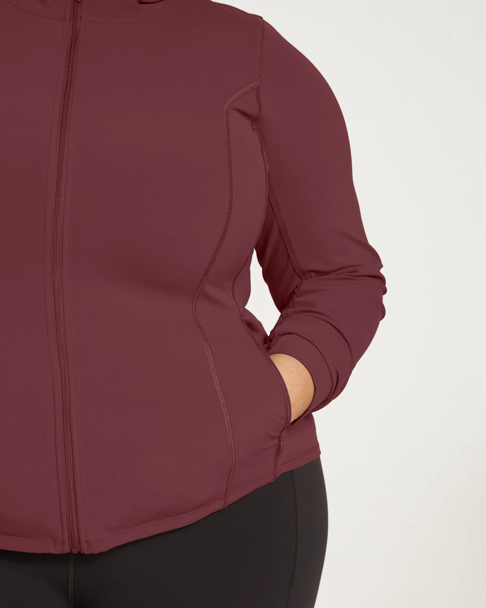 Next-to-Naked Hooded Zip Jacket
   Black Cherry | Universal Standard