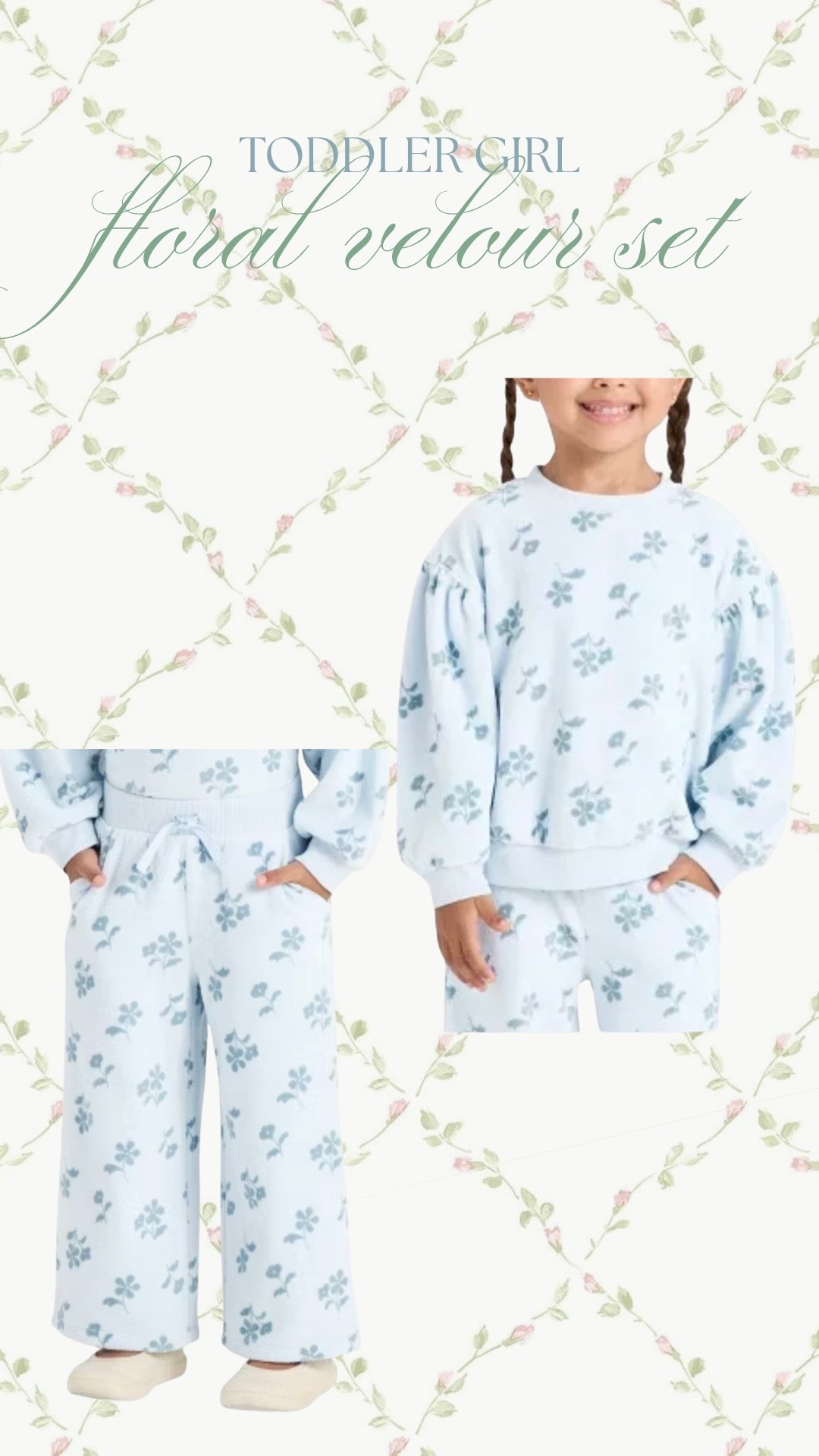 $16 floral velour matching set for toddler & little girls. sizes 12m - 5T! 

#LTKBaby #LTKSaleAlert #LTKKids