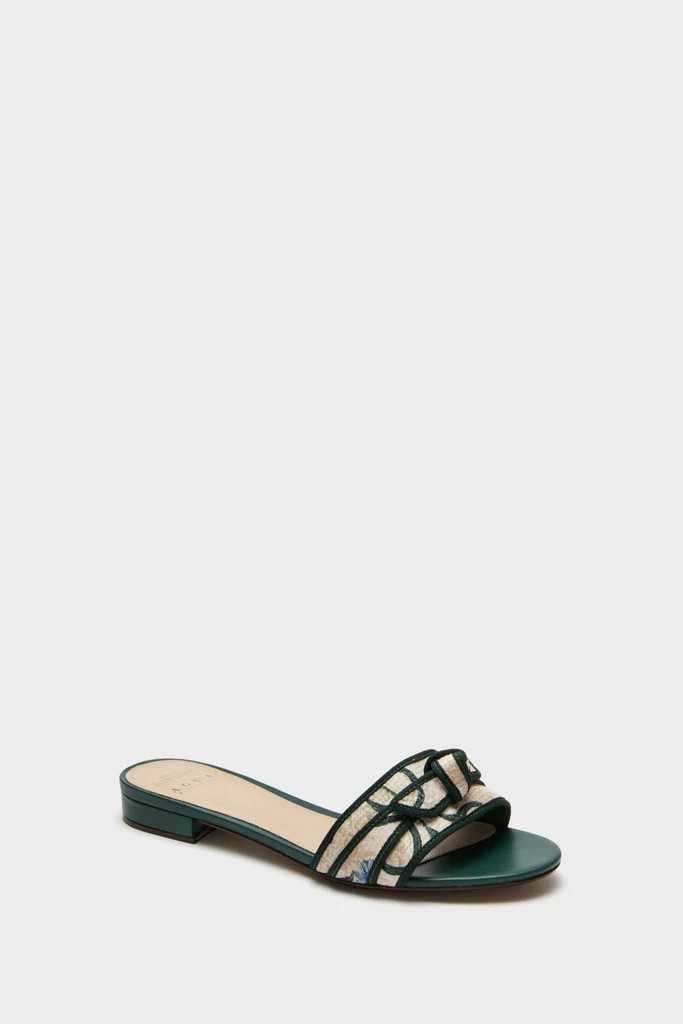 Laguna Green Grosgrain Raffia Flats | Tuckernuck (US)