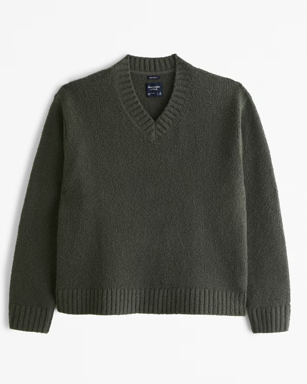 Oversized Boucle V-Neck Sweater | Abercrombie & Fitch (US)