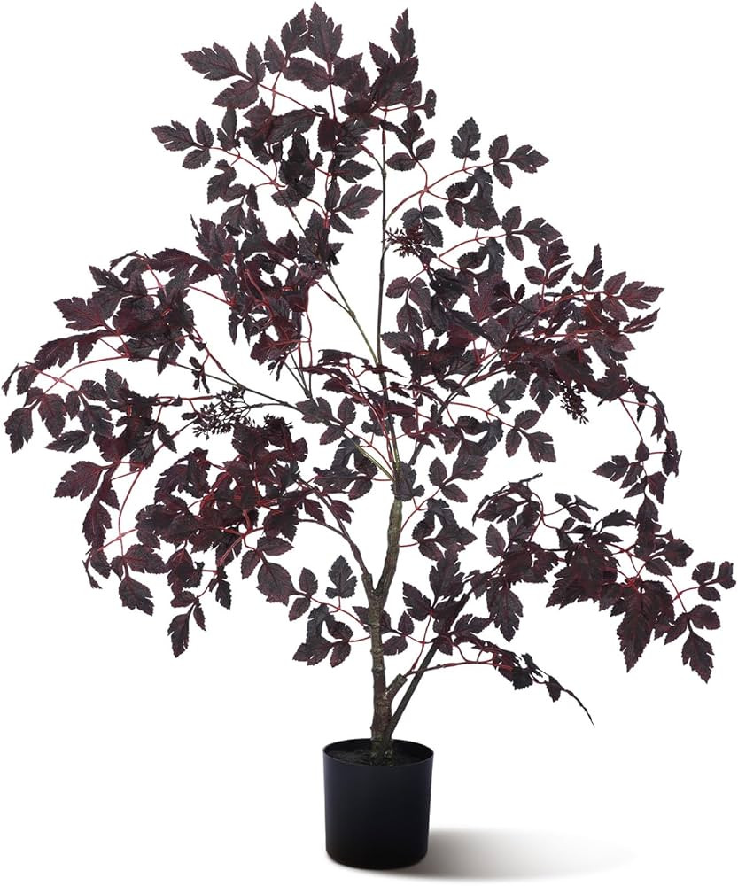 3ft Fall Artificial Cimicifuga Plant Autumn Faux Plum Leaf Plants in Pot Faux Plum Cimicifuga Ste... | Amazon (US)