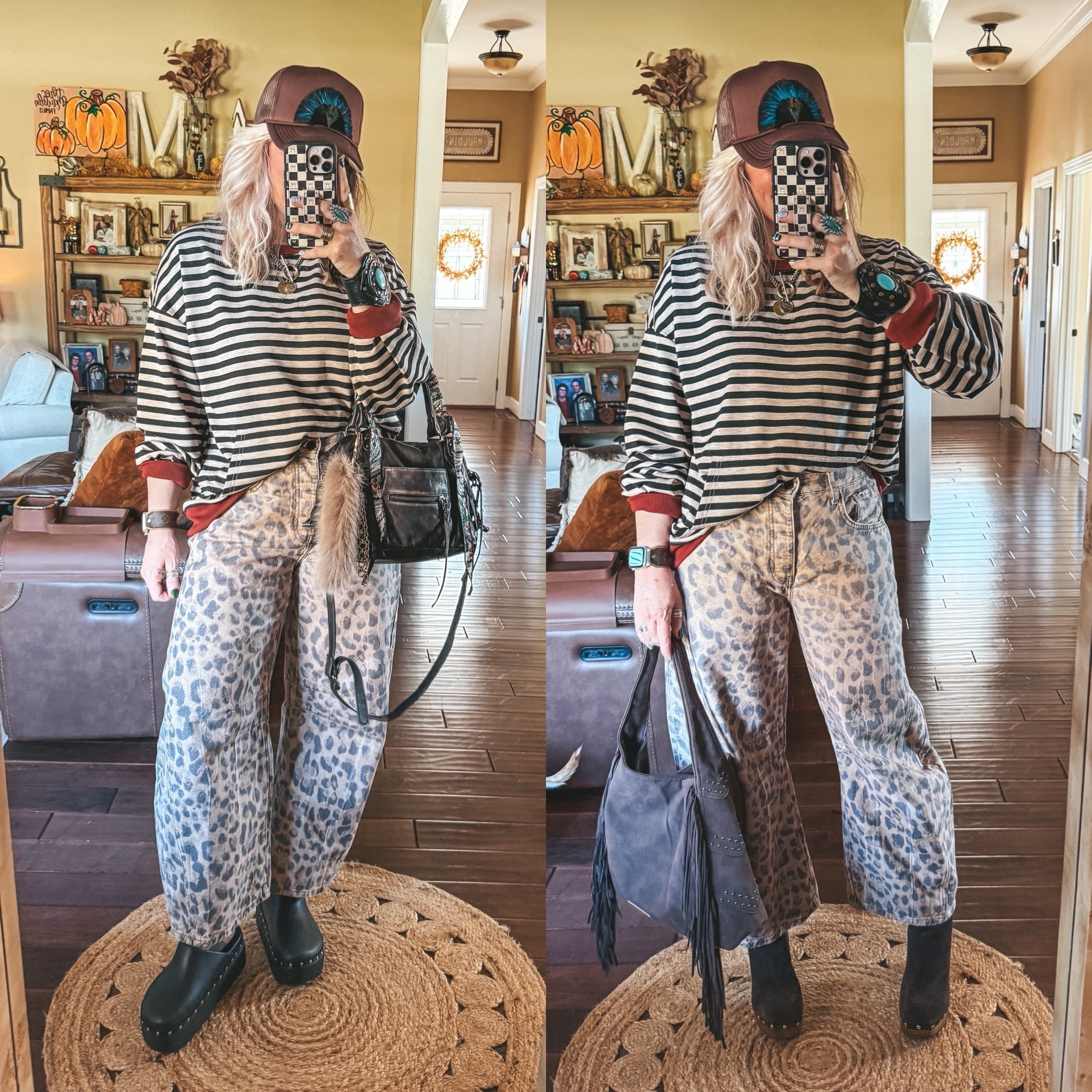 The cutest striped pullover! I’m wearing a size medium. These leopard jeans are some of my favs and I love to pattern mix with them. These leopard jeans run true to size. Crocs I size down and these boots run true to size. 
✨Cuff bracelet save with code MANDIE20MAULDIN 
✨Necklace & earrings are @twistedsilver save with code MANDIE20 

#LTKStyleTip #LTKOver40 #LTKFindsUnder100