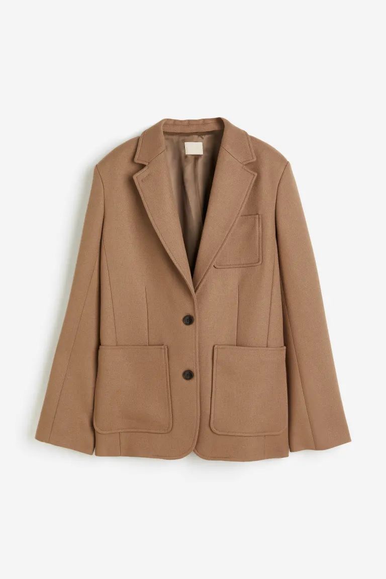 Wool-blend blazer - Dark beige - Ladies | H&M GB | H&M (UK, MY, IN, SG, PH, TW, HK)