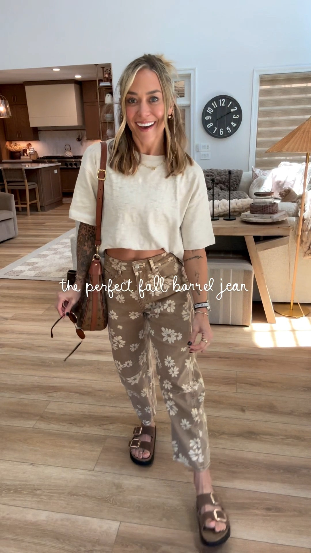 Barrel jean season 🤎 I LOVE a baggy wide leg & these are so dang comfy / cute! They’re stretchy as well — in the small!

Top is Target & OOS so I linked similar 😊 tts in sandals! 

Fall fit inspo / ootd / amazon fashion / project cloud / neutrals / floral jeans / comfy / cute / date night / Holley Gabrielle  / reel 

#LTKFindsUnder100 #LTKSeasonal #LTKStyleTip