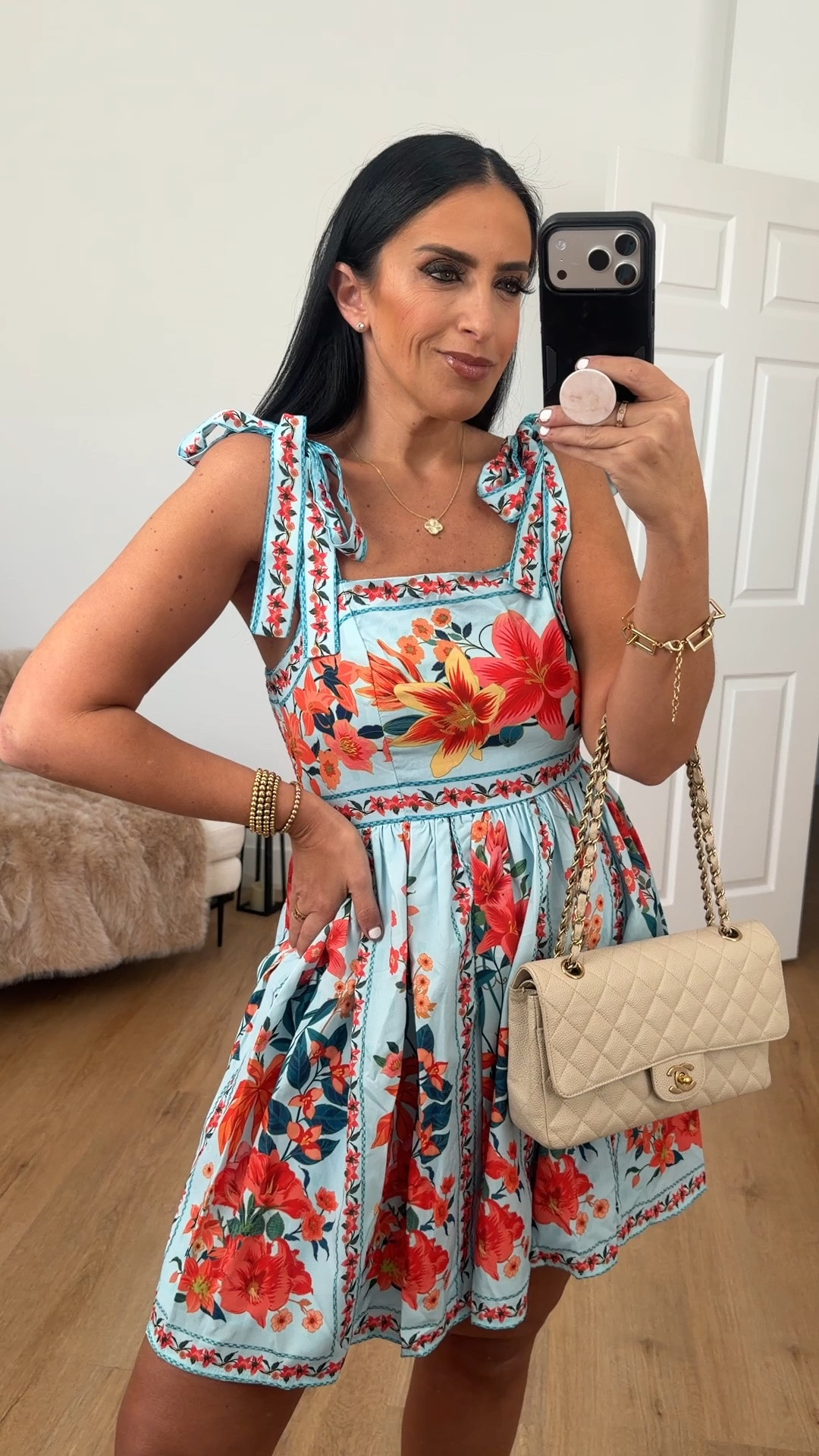 Farm Rio inspired from amazon Women's Floral Sleeveless Boho Beach Dress wearing size medium.