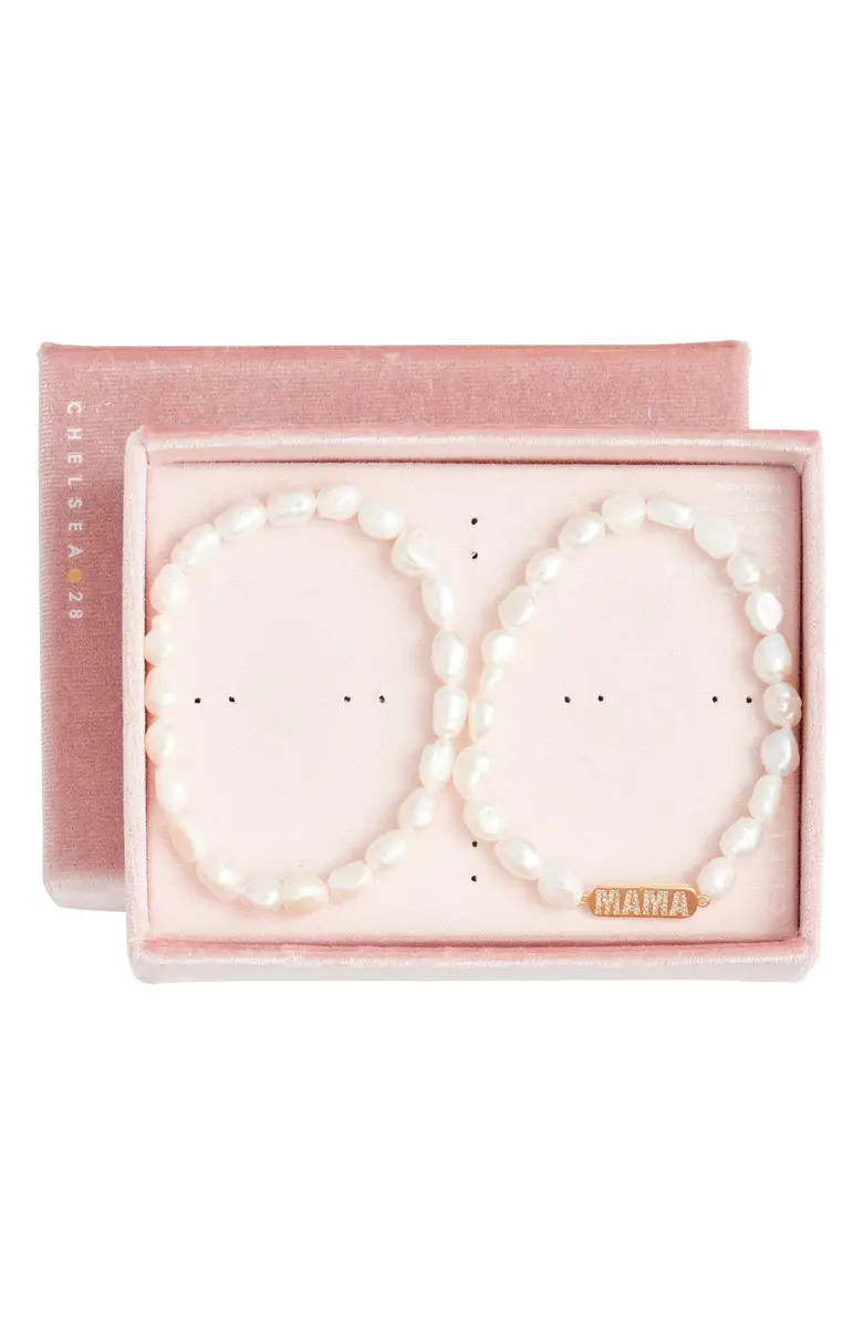 Set of 2 Beaded Mama Faux Pearl Stretch Bracelets | Nordstrom
