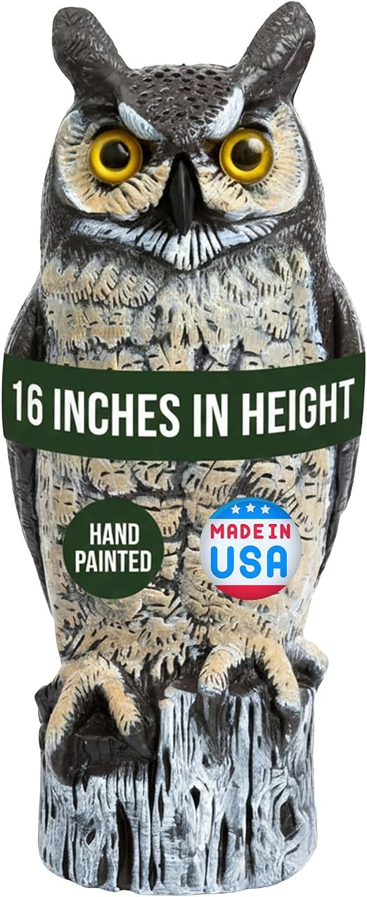Dalen Large Fake Owl Decoy to Scare Birds Away - 16 in Hand-Painted Great Horned Owl Garden Scare... | Amazon (US)