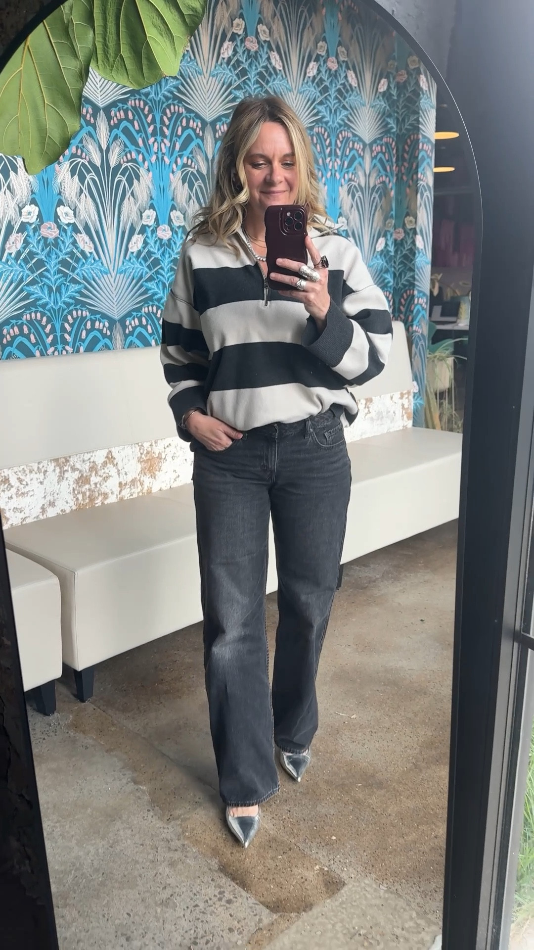 Here are 3 ways to make a casual outfit look completely intentional — even on a workday 👇

✨ Stay in your lane color-wise. - A monochromatic or tonal palette instantly makes an outfit look considered. You don't have to think hard — just keep the colors working together and it reads as intentional every time.

✨Let one unexpected detail do the talking. - A great shoe, a bold bag, an interesting layer — pick one thing that makes people look twice. You don't need more than that.

✨Add one piece of jewelry. - A statement necklace or a few rings signals that you got dressed with intention, even if the rest of the outfit is completely relaxed.

The best outfits aren't complicated — they're just thoughtful. Save this for the next time you're staring at your closet wondering if your outfit is "enough." 👇 Everything I'm wearing is linked below!

#LTKdayinmylife #LTKootd #LTKOver40