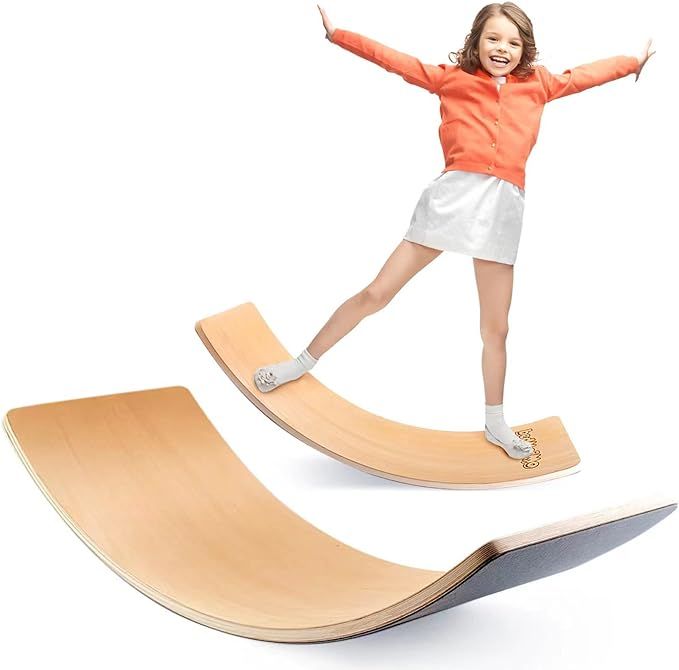 bedmoimo 35 Inch Wooden Balance Board Wobble Board for Kids Toddlers, Teens, Adults, Wood Kids To... | Amazon (US)