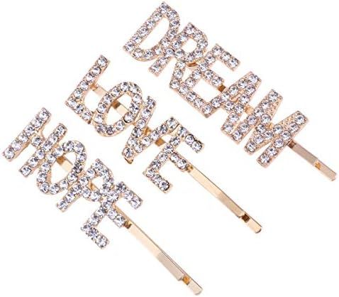 LEORX Letter Hair Pins, 3pcs Rhinestone Word Hair Clip Gold Shiny Decorative Bobby Pins for Women | Amazon (CA)