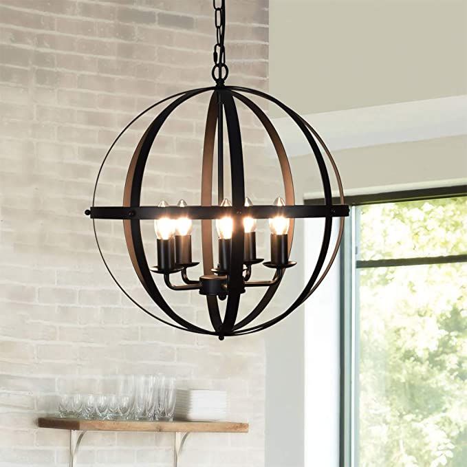 DLLT Pendant Light Metal, 5-Light Globe Pendant Lighting, Adjustable Hanging Ceiling Chandelier L... | Amazon (US)
