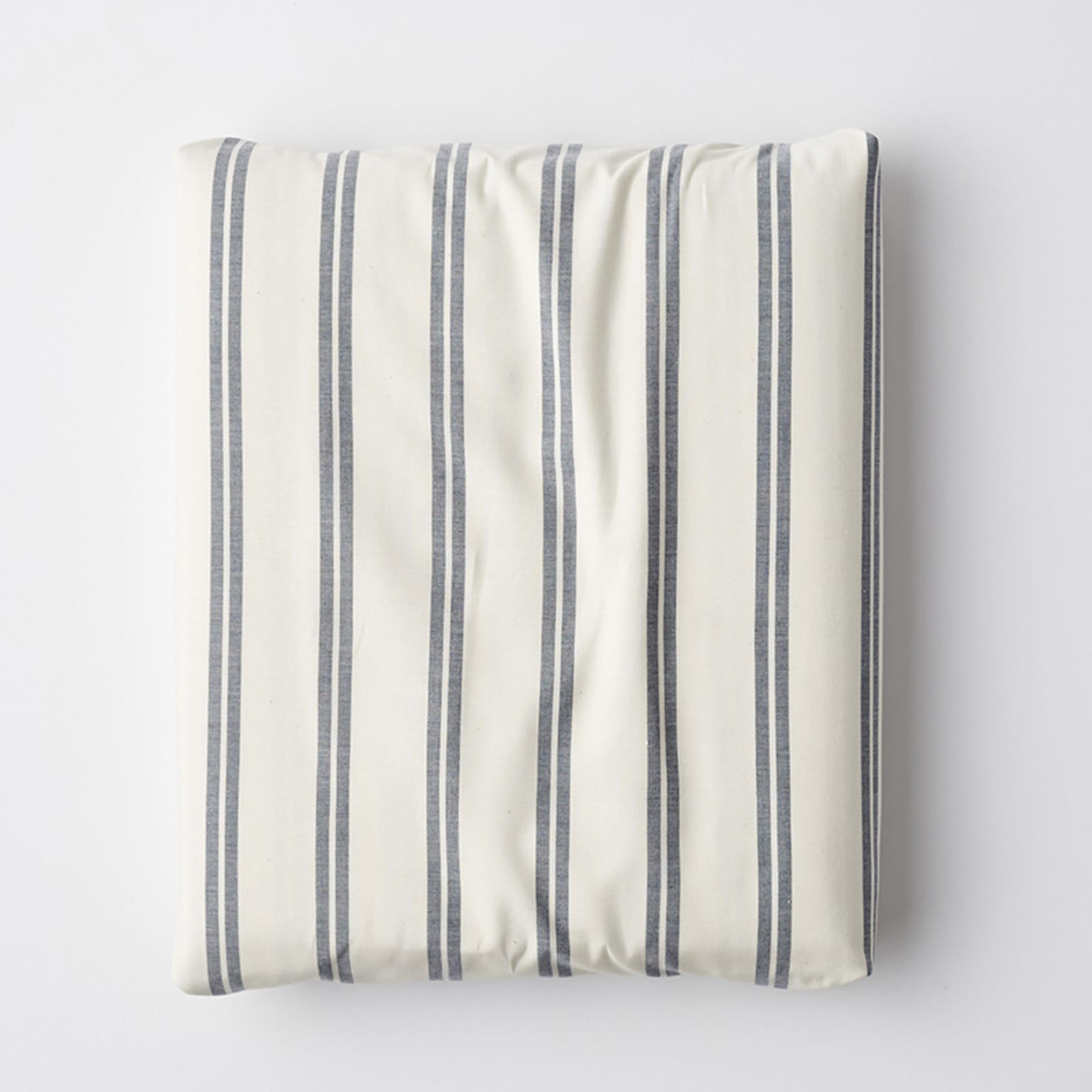 Narrow Stripe Classic Cool Cotton Percale Fitted Bed Sheet - Navy, Twin XL | The Company Store