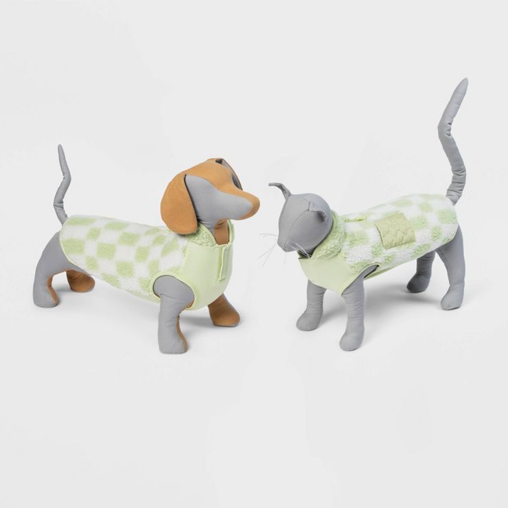 Dog and Cat Winter Fleece Checkered Print - Green Cream - S - Boots &#38; Barkley&#8482; | Target