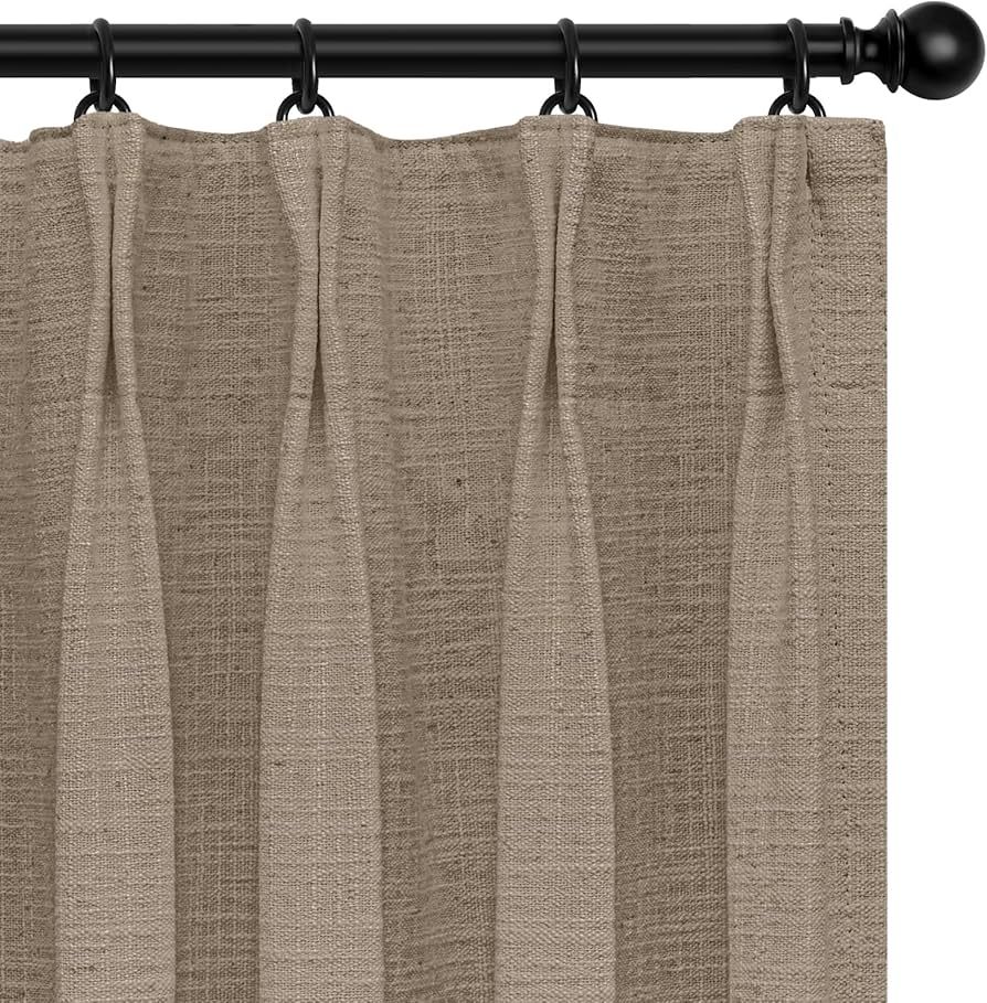 INOVADAY 100% Blackout Curtains for Bedroom, Pinch Pleated Linen Blackout Curtains 96 Inch Length... | Amazon (US)