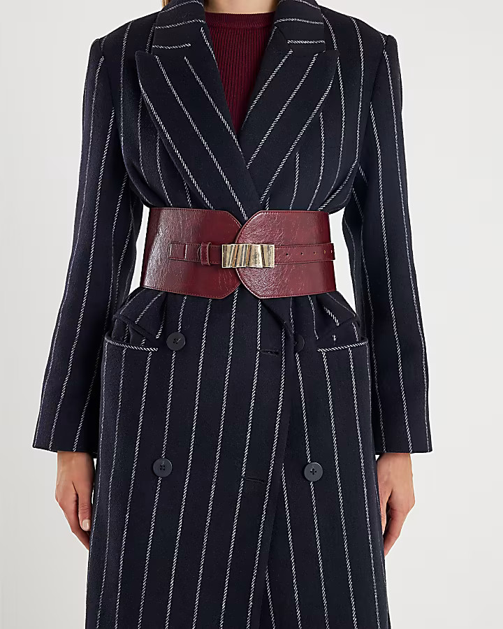 Red Gold Trim Waist Belt | River Island UK & IE