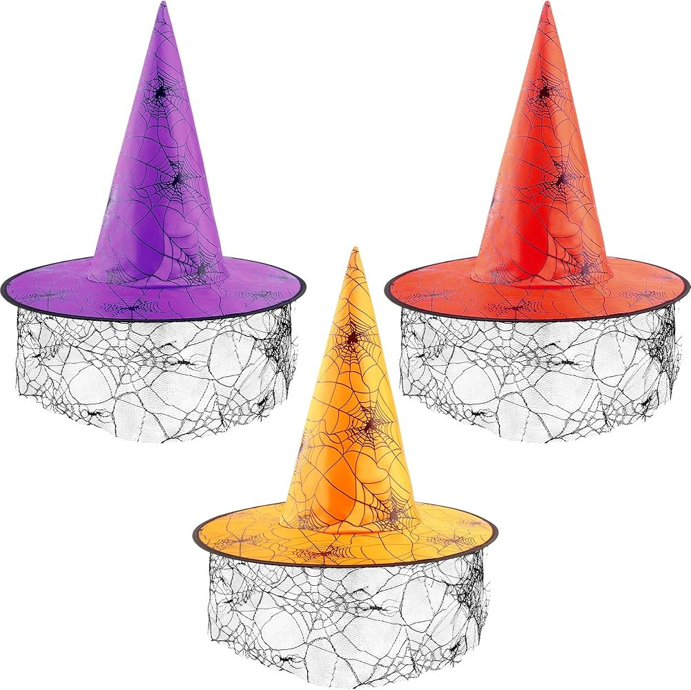 Trounistro 3 Pack Halloween Witch hat Women Girls Witches Wizard hat for Halloween Costume Access... | Amazon (US)
