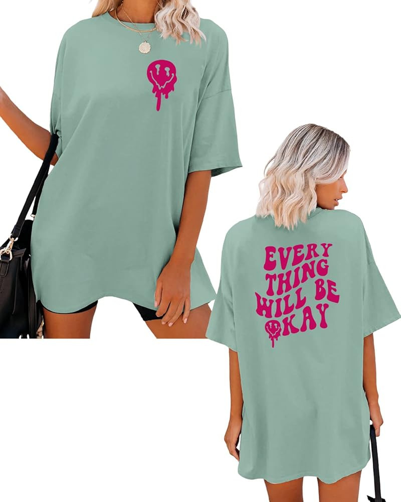 Oversized Graphic Tee Shirt Women Short Sleeve Drop Shoulder Inspirational Positive Saying Aesthe... | Amazon (US)