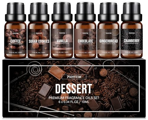 FUHITIM Fragrance Oil Dessert Set, Scented Oil for Soap & Candle Making, Essential Oils for Diffuser-Coffee, Vanilla, Chocolate and More(6 * 10ML), for Halloween, Thanksgiving | Amazon (US)