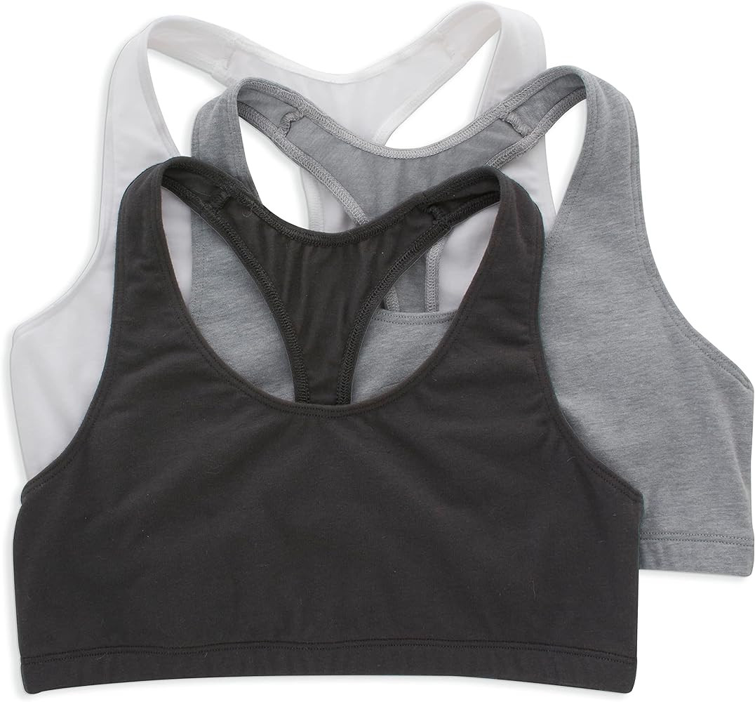 Hanes womens Racerback Bralette Pack,Cotton T-back Bra Top, 3-pack | Amazon (US)