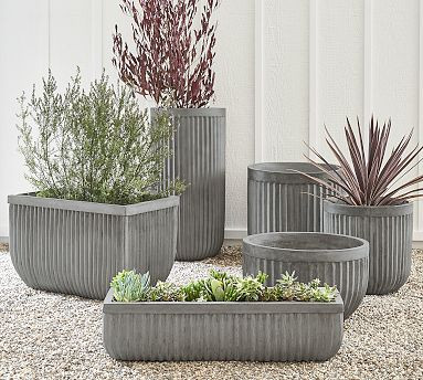 Concrete Fluted Outdoor Planters | Pottery Barn (US)