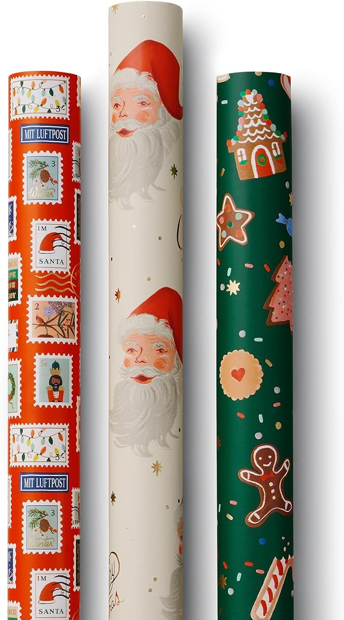 RIFLE PAPER CO. Gift Wrap Bundle, Set of 3 Continuous Wrapping Rolls, Decorative Christmas Paper ... | Amazon (US)