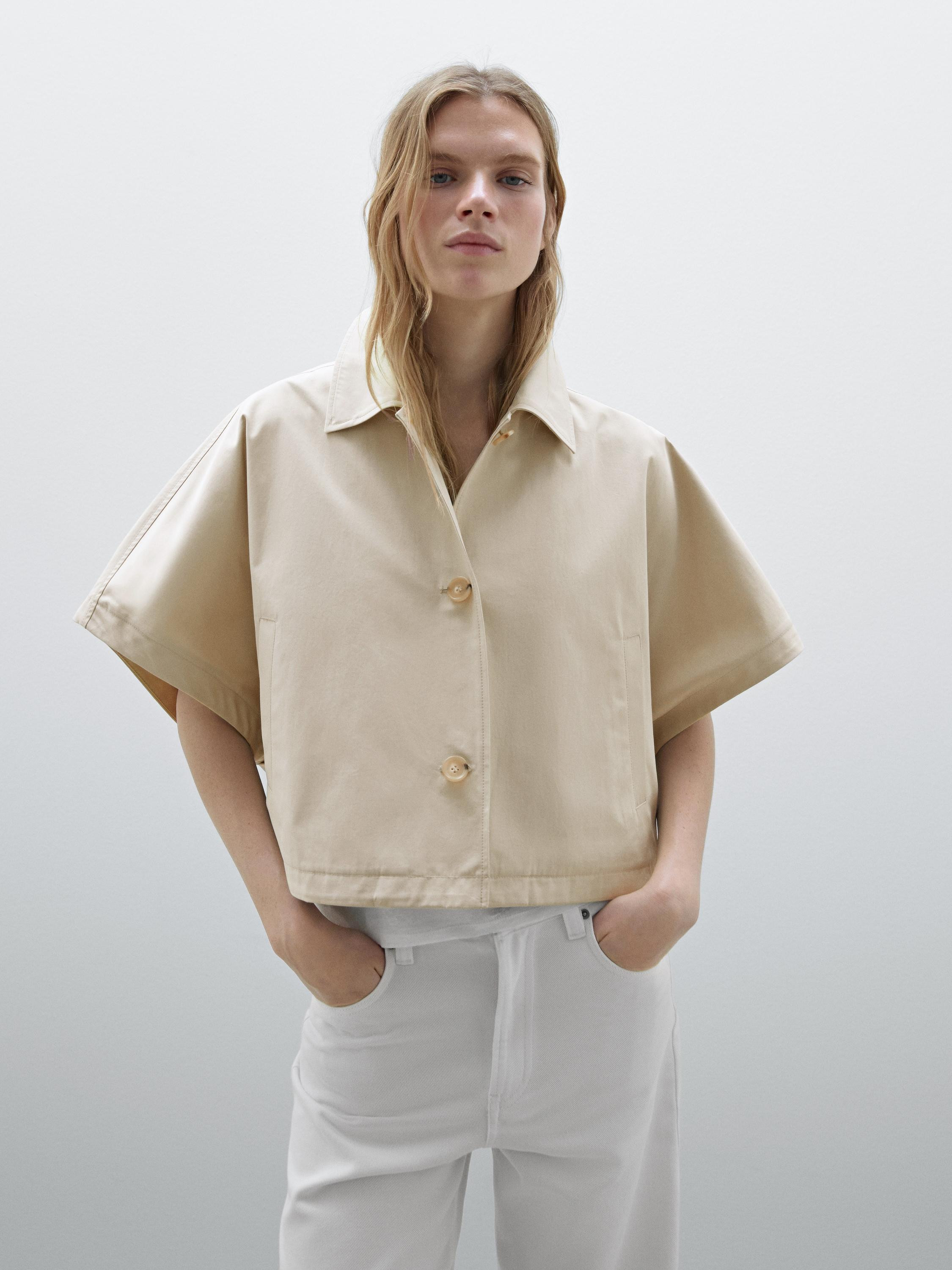 100% cotton short open cape | Massimo Dutti UK