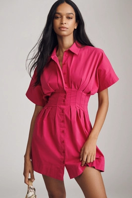 The Tobie Button-Front Pleated Shirt Dress by Exquise: Mini Edition | Anthropologie (US)