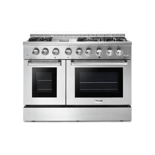 Thor Kitchen 48 in. 6.7 cu. ft. Double Oven Dual Fuel Range with Convection Oven in Stainless Ste... | The Home Depot