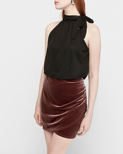 Tie Mock Neck Thong Bodysuit | Express