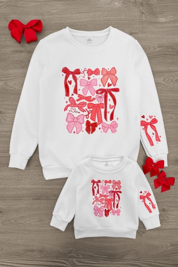 The cutest mama and me matching sweatshirt for Christmas parties, Valentine’s Day, and bow lovers. 🫶

#LTKmomlife #LTKKids #LTKGiftGuide