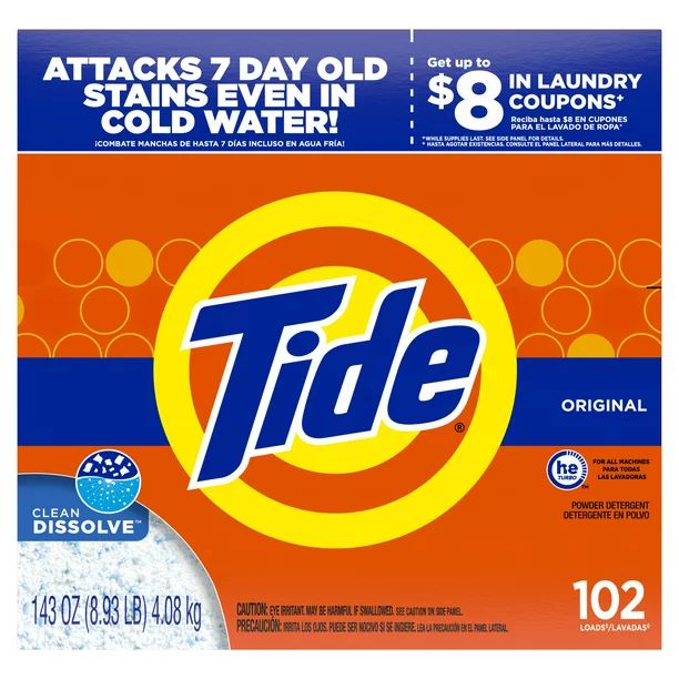 Tide Original 102 Loads, Powder Laundry Detergent, 143 oz | Walmart (US)