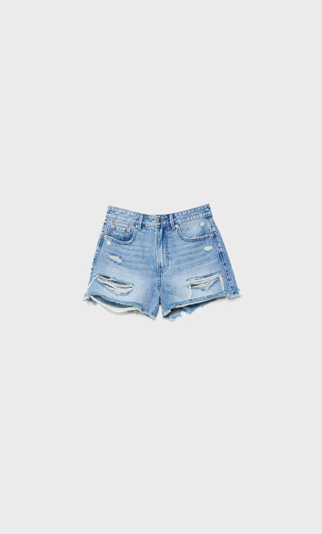 Ripped denim shorts | Stradivarius (UK)
