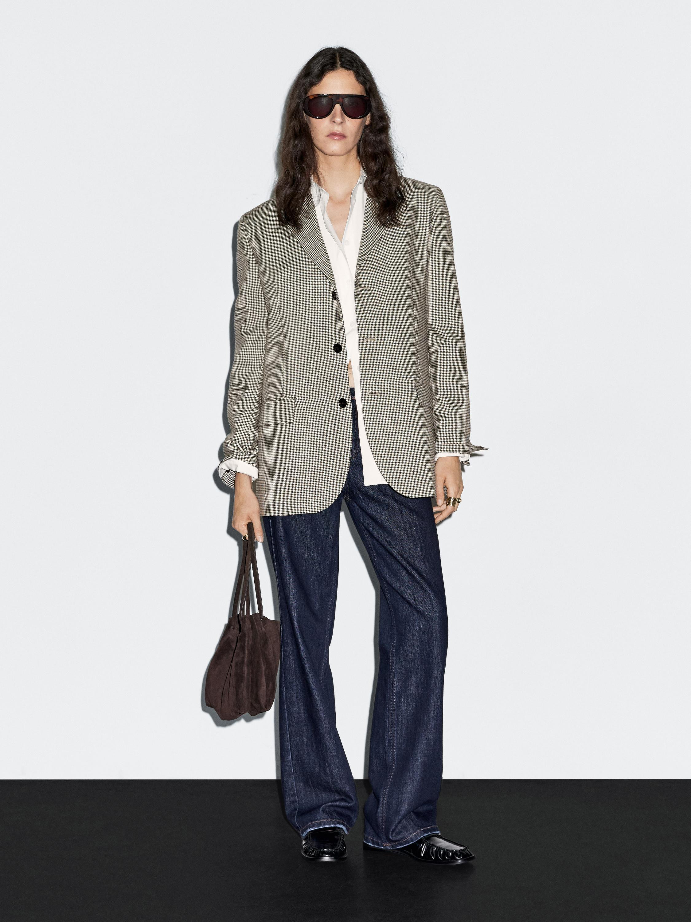 Blazer aus 100 % Wolle mit Hahnentrittmuster · Beige · Jacketts | Massimo Dutti | Massimo Dutti DE