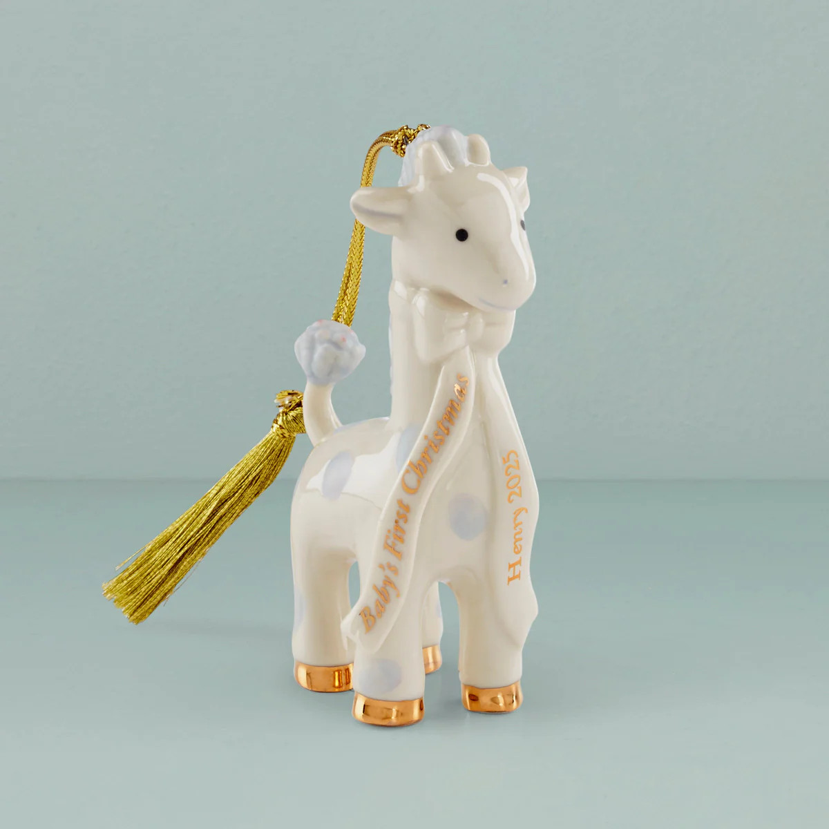 Personalized Baby's Blue Giraffe Ornament | Lenox