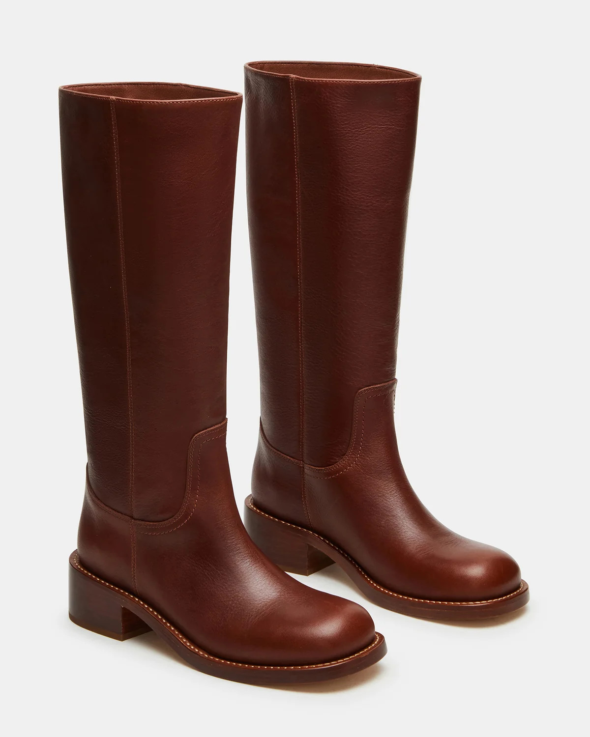 RIGGS Rust Leather Square-Toe Women's Boot | Steve Madden (US)