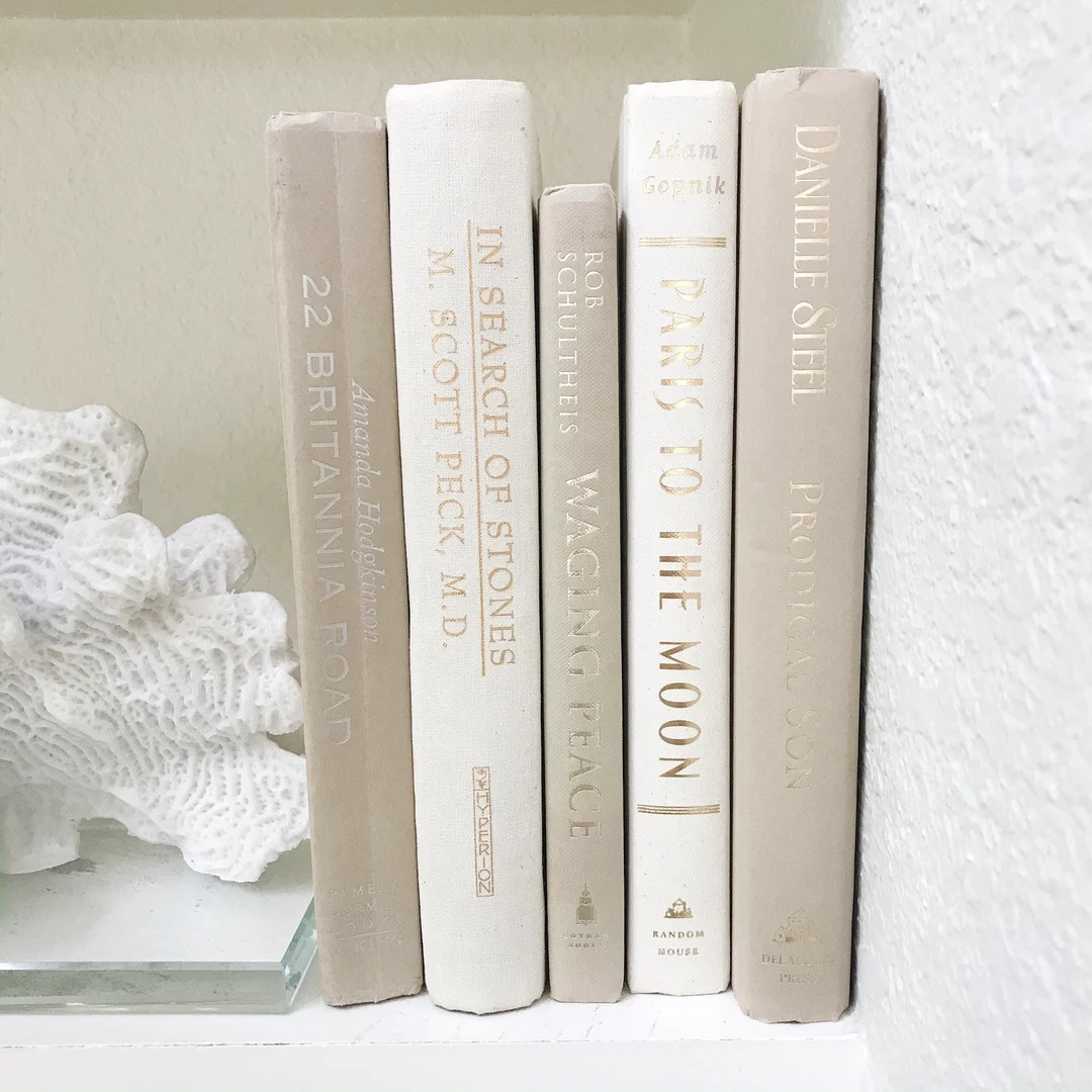 Bundle of tan and cream decorative books, books for staging, farmhouse books, vintage books, book... | Etsy (AU)