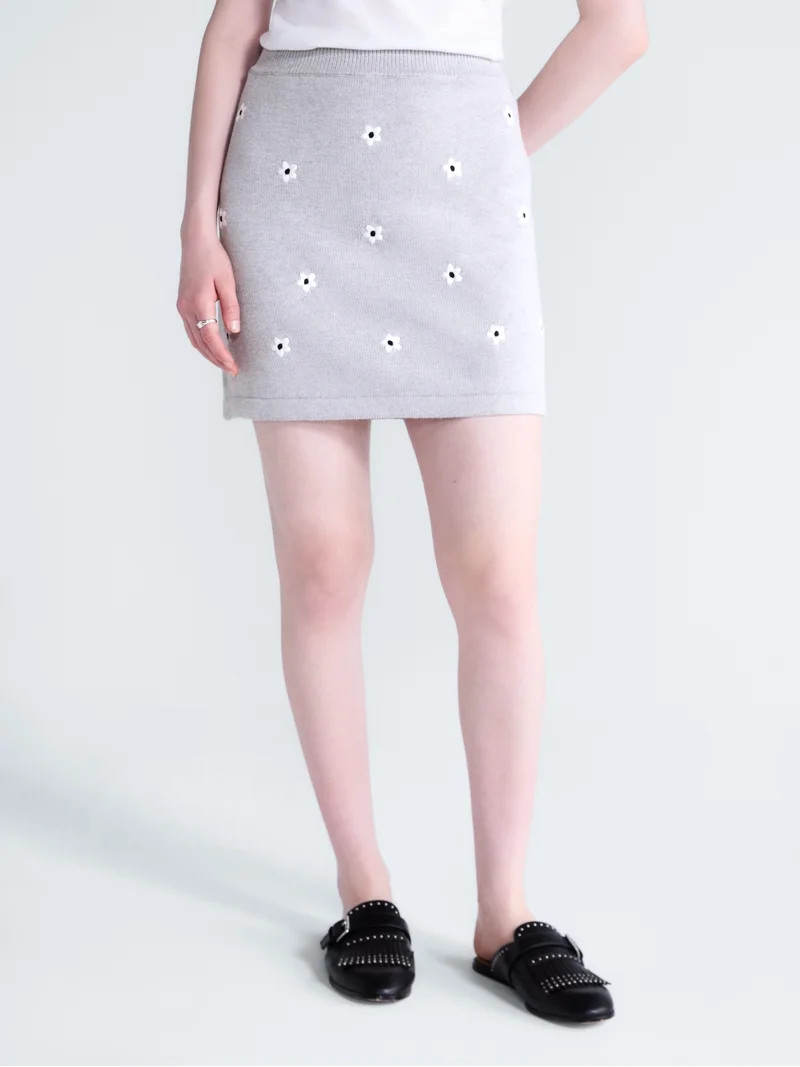 Free Assembly Women's and Women's Plus Embroidered Mini Sweater Skirt, Sizes XS-4X | Walmart (US)