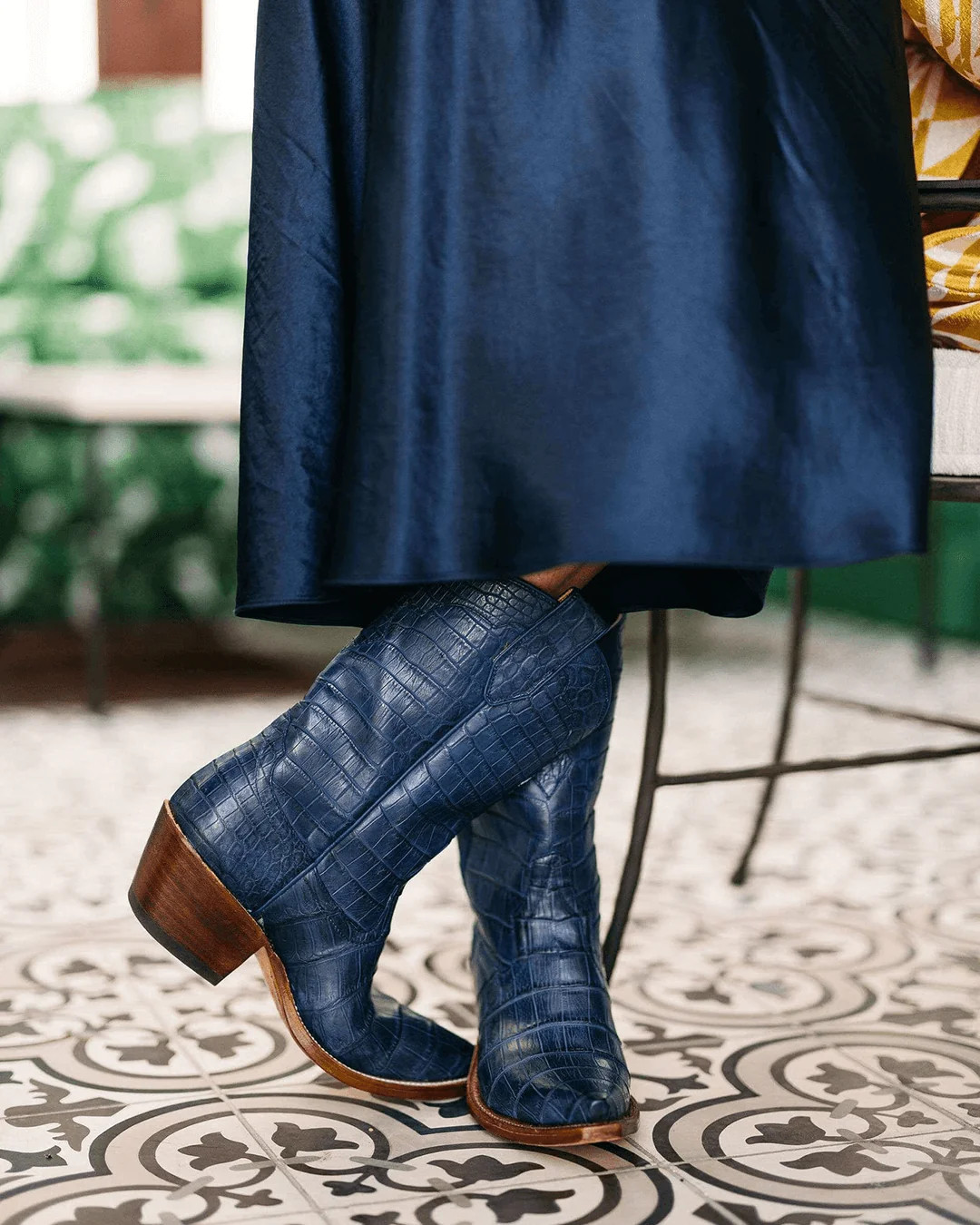 Kerri Navy Croc | Luxury Fashion Women's Cowboy Boots | Miron Crosby | Miron Crosby