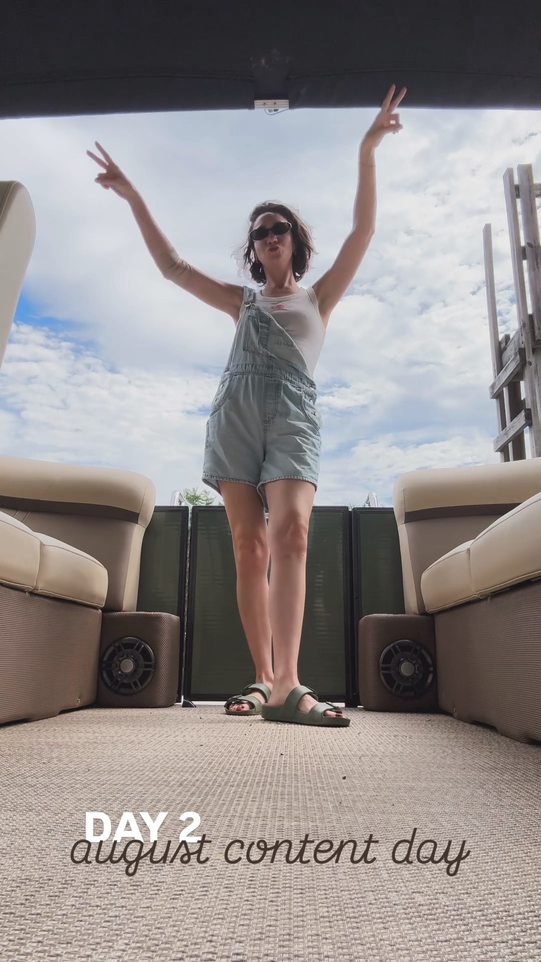 Camp is the theme 🏕️ 

Content day at the lake house is giving nostalgic vibes. Always dressing for the theme! Overalls, tank, and slides.

#LTKdayinmylife #LTKootd #LTKSeasonal