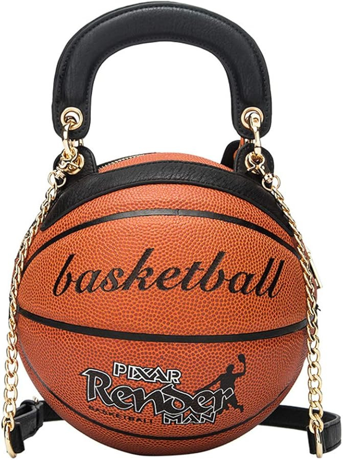 Basketball Shaped Handbags Purse Tote Round Shoulder Messenger Cross Body PU Bag Adjustable Strap... | Amazon (US)