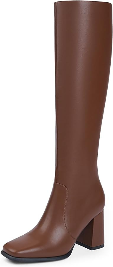 Modatope Knee High Boots Women Chunky Heel Square Toe Tall Boots for Women High Heel Side Zipper ... | Amazon (US)