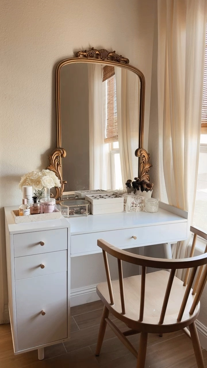 Vanity Makeup my favorite spot in my house #vanitymakeup #vanitytable #vanitychair #vanitymirror

#LTKfindsunder100 #LTKhome #LTKbeauty